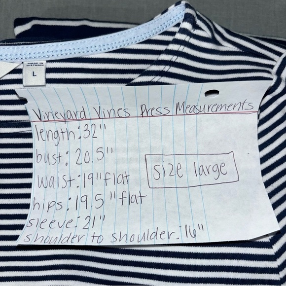 Vineyard Vines Navy White Stripe Cotton Nautical Dress Size Large - Picture 11 of 11